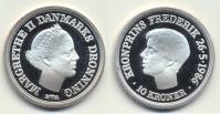 10 krone. Prins Frederiks 18 års fødselsdag 1986, sølv  TILBUD